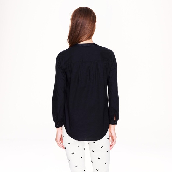 J Crew Embroidered Bib Peasant Top in Black, size 4 - Picture 11 of 11